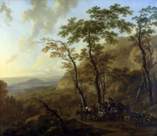 212/berchem, nicolaes - mountainous landscape with muleteers